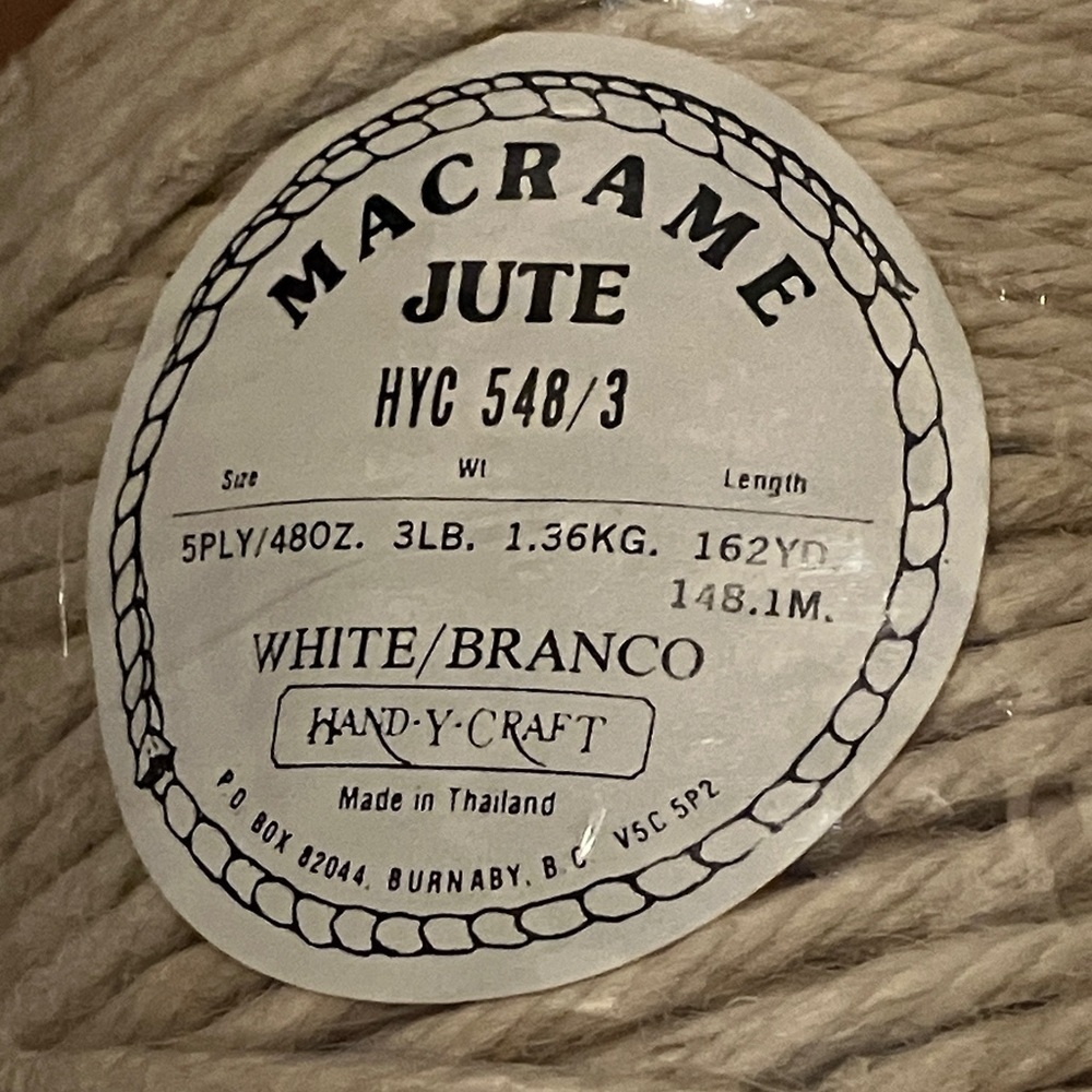 Natural Macrame Jute Yarn 3 lbs - 5 ply - 162 yards 148.1 meters